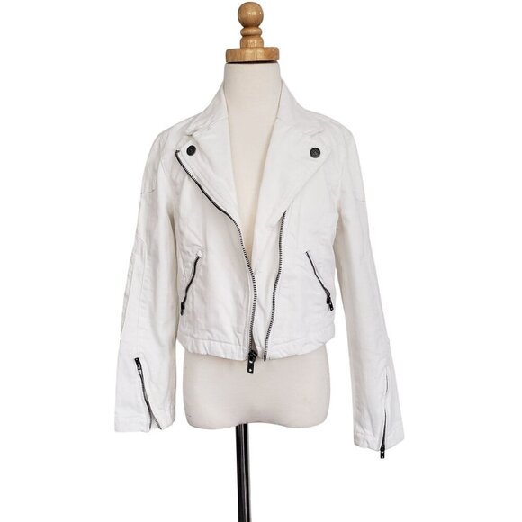 Girl's Sz 8 Polo Ralph Lauren White Asymmetrical Zip Moto Denim Spring Jacket - Picture 2 of 13